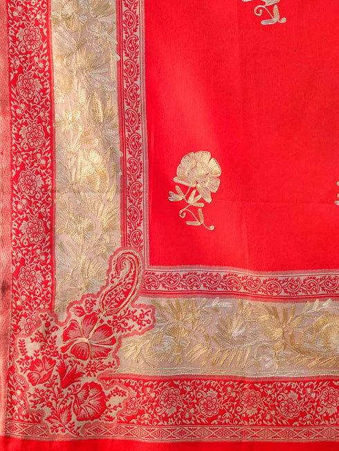 Women's Jamawar Aari Embroidery Wool Shawl